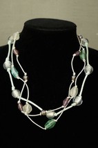 Artisan Jewelry Satin Cord Multi Strand Glass Beaded Handmade Statement Necklace - £19.18 GBP