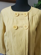 Larry levine Women&#39;s Yellow Linen &amp; Rayon Button LongSleeve Casual Jacket Size M - £22.33 GBP