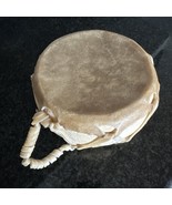 NATIVE AMERICAN  DRUM Made With real Skin. Carved Wood 5x4 Inch - £72.93 GBP