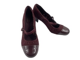Clarks Collection Mary Jane Heels Women 6.5 M Shoes Burgundy Red Suede C... - $27.54