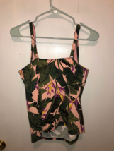 Lands End Womens SZ Small ? Tropical Leaves Tankini Built In Bra - £7.75 GBP