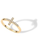 14K Gold Plated CZ Cross Ring | Eternity Ring for Her - £38.21 GBP
