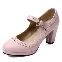 Cute Ruffles Black Pink Party mary Jane Dress Office Shoes Woman High Heel Women - £43.21 GBP