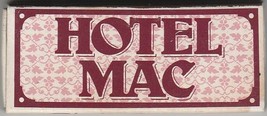 Hotel Mac ~ Strike on Match Box with local advertisement, no sticks ~ Vi... - $8.31 CAD
