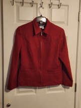 Vintage Sag Harbor 100% Wool Blazer Jacket Size 12 Red Zippered Lined Po... - $19.79