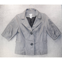 Worthington Womens Short Cropped Jacket Gray Buttons Lined Collar Petites M - £13.02 GBP