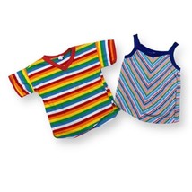 Vintage 70s 80s Kids Striped Single Stitch Ringer T-shirt, Tank Top Yout... - $22.76
