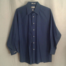 Van Heusen 17 XL 32/33 Poplin Dress shirt Blue Button Up Collar - £14.95 GBP