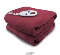 Blankets Micro Plush Electric Heated Blanket Digital Controller Throw Claret Red - $66.49