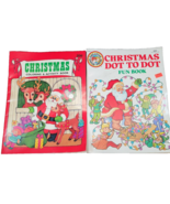 2 Kids Christmas Santa Coloring Activity Book Dot to Dot Mazes Fun Book Vtg - £10.21 GBP