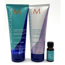 Moroccanoil Blonde Perfecting Purple Shampoo, Conditioner &amp; Oil Trio - £23.31 GBP