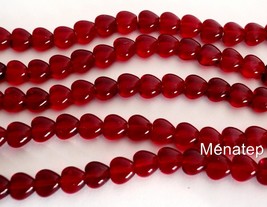 50 6 x 6 mm Czech Glass Heart Beads: Ruby - £2.81 GBP