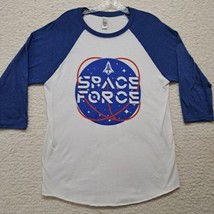 Space Force 3/4 Sleeve Ringer Streetwear Made in USA Men&#39;s Shirt Size Me... - £14.35 GBP