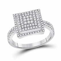 Authenticity Guarantee 
10kt White Gold Womens Round Diamond Square Cluster R... - £458.82 GBP