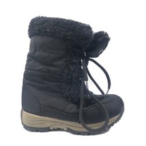 Kids Boys Black Thermolite Winter Boots, Faux Fur Sz 11 - £10.08 GBP