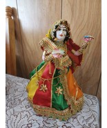 Beautiful Handmade Doll in Female Indian Custom Colorful Dress.  No Stand. - $34.10 CAD