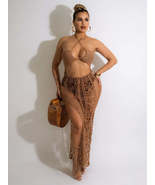 Beach Fashion Women's Chic Long Fringed Stretch Resort Side Slit Beach Skirt Cov - £34.21 GBP
