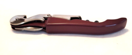 Burgundy Metal Corkscrew Doubled Hinged Waiters Wine Bottle Opener Foil Cutter - £6.65 GBP