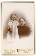 Antique c1880s Cabinet Card Andre Beautiful Little Girl Older Woman Dixon, IL - £7.52 GBP