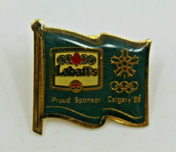 Calgary Olympics Labatt&#39;s Beer Proud Sponsor Logo Collectible Pin 1988 Vintage - £8.70 GBP