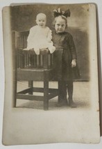 RPPC Interesting photo of two young sisters AZO 1918-30 Unposted. Trimme... - $9.58 CAD