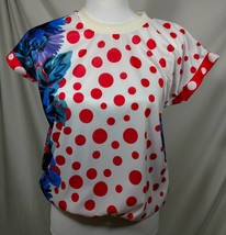 Vtg CONNIE’S BLOUSES Floral Polka Dot Shirt Sz Medium 6 8 Retro Top Red ... - £37.66 GBP