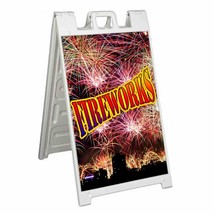 Fireworks Signicade 24x36 Aframe Sidewalk Sign Banner Decal Explosion - £34.12 GBP+