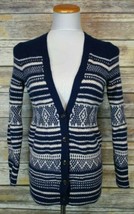 Womens Madewell Stitchstripe Merino Wool Cardigan Sweater Blue Cream XS-S - $23.76