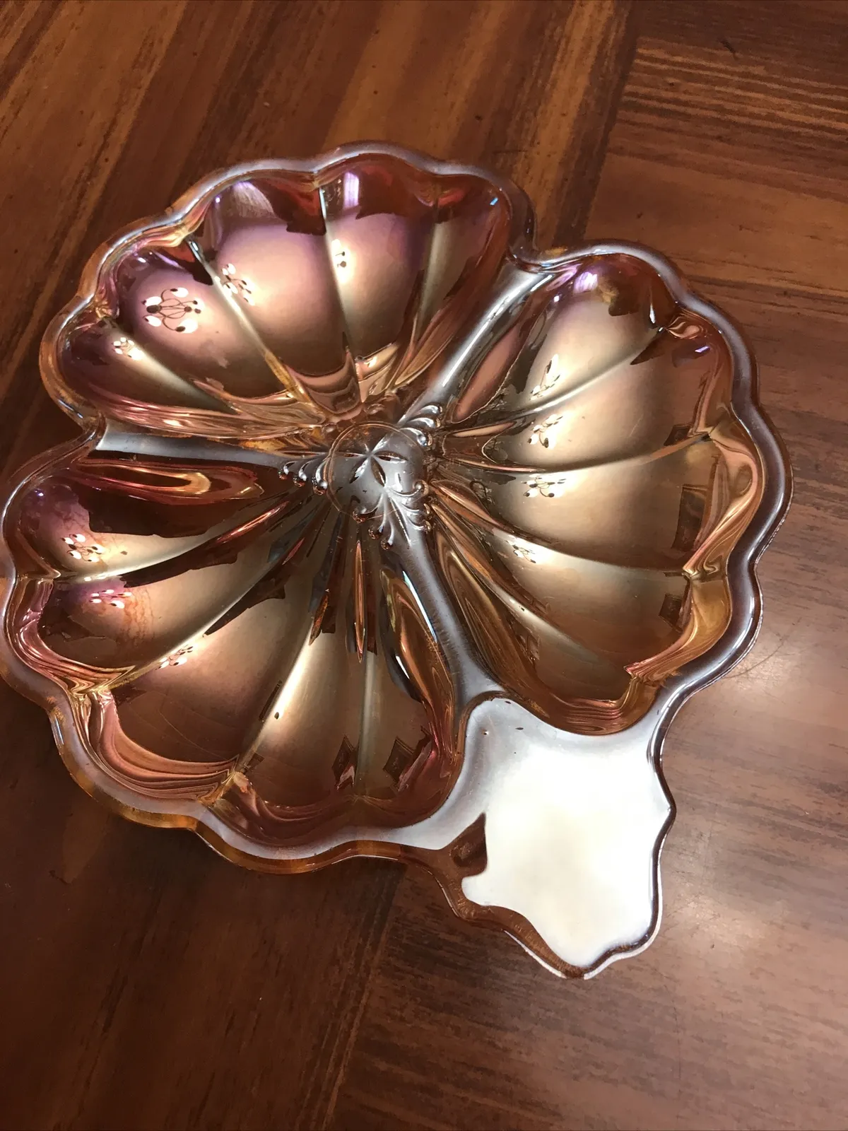 Peach Lusterware 3 Leaf Clover Dish Ashtray - $25.00
