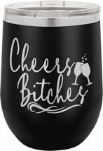 PhineFinds Cheers B*tches - 12oz Wine Tumbler with Lid - Stainless Steel... - £15.63 GBP