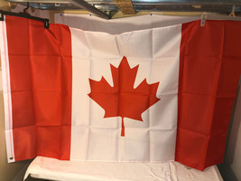 RED AND WHITE CANADIAN MAPLE LEAF 3 x 5ft FLAG 100% POLYESTER W/ GROMMETS - £14.24 GBP