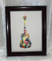 Handcrafted Quilled Paper Art Rainbow Classic Guitar Wall Paper Art Framed - $20.00