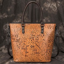 Vintage Casual Tote Genuine Leather Women Handbag 2022 New Large Capacity Cowhid - £95.94 GBP
