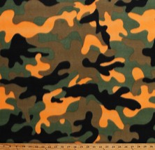 Fleece Camouflage Orange Green Brown Black Camo Hunting Fabric Print BTY A505.40 - £20.59 GBP