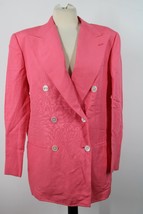 Vtg Ralph Lauren Blue Label 6 Pink Linen Double Breast Peak Lapel Blazer Jacket - £40.87 GBP