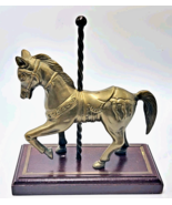 Vintage Brass Carousel Horse Figurine Taiwan Wood Base Carnival Decor 80... - $536.05 MXN