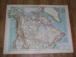 1912 Original Antique Map Of Canada British North America Greenland Alaska - £20.73 GBP