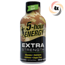 4x Bottles 5 Hour Energy Extra Sour Apple Sugar Free | 1.93oz | Fast Shipping - £13.38 GBP