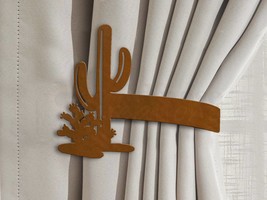 Southwest Theme Saguaro Cactus Drapery Holdback in Black Rust or Unpainted - $39.00