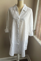 Club Z Collection Womens Tunic White Swim Cotton Cover up Sz L Nwt - £27.49 GBP