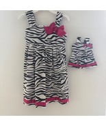 Cre8ions Zebra Print Dress Matching Doll Dresses Girld Size 7/8 and Baby... - $379.94 MXN