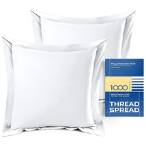 European Square Pillow Shams Set Of 2 White 1000 Thread Count 100% Egyptian Cott - £42.78 GBP