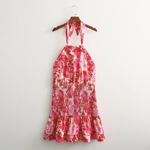  Red  Print Backless Summer Women Boho Mini Dress Bodycon Sleeveless Beach  Up   - £93.16 GBP