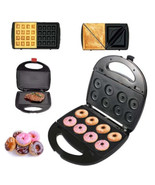 Donut Maker, 4 in 1 Electric Waffle Sandwich Machine, Panini Press Grill... - $166.32 CAD