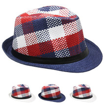 Modern American Flag Colors Fashion FEDORA HAT w/Retro Originals Novelty... - £10.26 GBP