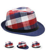 Modern American Flag Colors Fashion FEDORA HAT w/Retro Originals Novelty... - £10.34 GBP