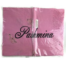 Pashmina PInk Cashmere Silk Blend Scarf Shawl Wrap Embroidered Fringe 70... - $46.95