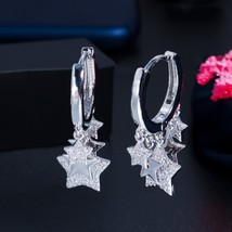 ThreeGraces Shining Cubic Zirconia Silver Color Lovely Star Huggies Hoop Earring - £16.95 GBP