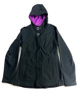 Lucy Women’s Medium Hooded Softshell Jacket Black Purple Fleece Lined Ac... - $54.75 CAD