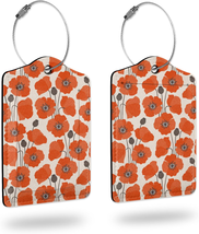 2 Pack Luggage Tag for Suitcases,Vintage Poppy Flower PU Leather Bag Travel Suit - $16.10